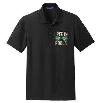 I Pee In Pools Glasses Summer Vacation Funny Dry Zone Grid Polo