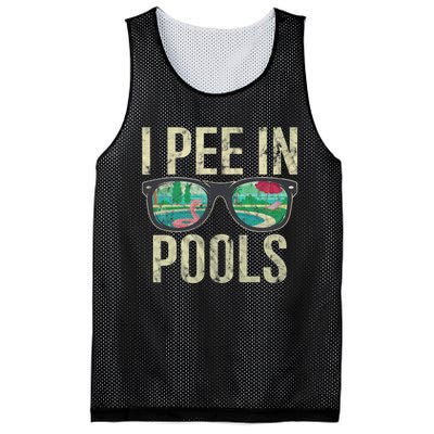 I Pee In Pools Glasses Summer Vacation Funny Mesh Reversible Basketball Jersey Tank