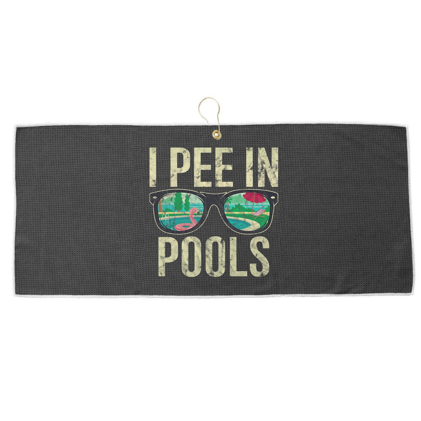 I Pee In Pools Glasses Summer Vacation Funny Large Microfiber Waffle Golf Towel