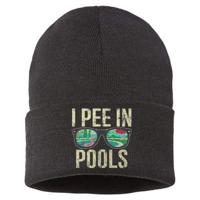 I Pee In Pools Glasses Summer Vacation Funny Sustainable Knit Beanie