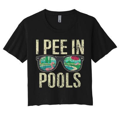 I Pee In Pools Glasses Summer Vacation Funny Crop Top