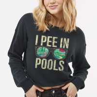 I Pee In Pools Glasses Summer Vacation Funny Cropped Pullover Crew