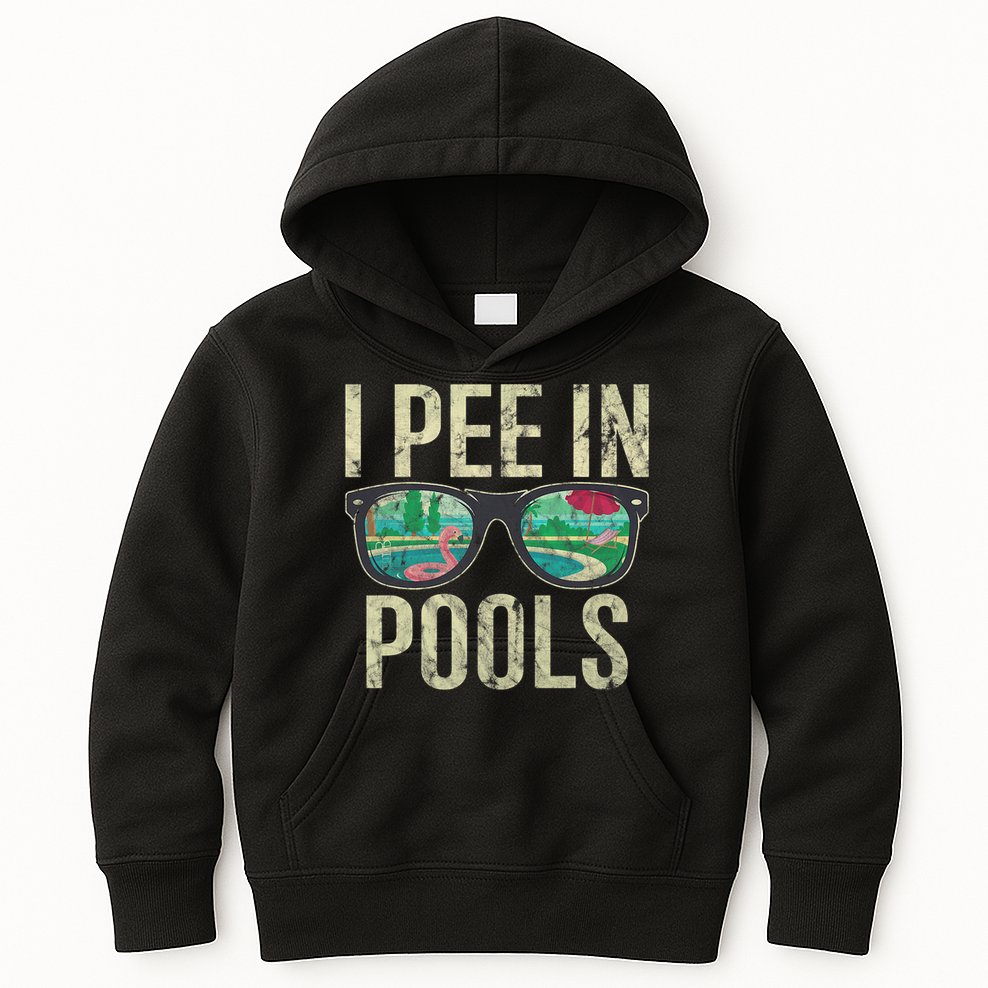 I Pee In Pools Glasses Summer Vacation Funny Kids Hoodie