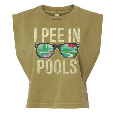 I Pee In Pools Glasses Summer Vacation Funny Garment-Dyed Women's Muscle Tee