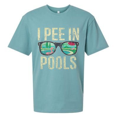 I Pee In Pools Glasses Summer Vacation Funny Sueded Cloud Jersey T-Shirt