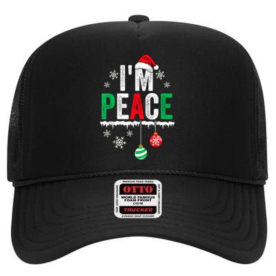 IM Peace I Come In Peace Funny Matching Couple Christmas High Crown Mesh Back Trucker Hat