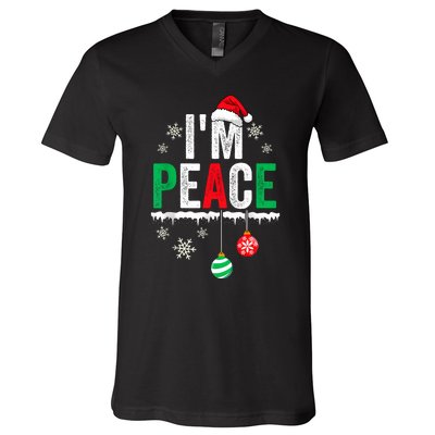 IM Peace I Come In Peace Funny Matching Couple Christmas V-Neck T-Shirt