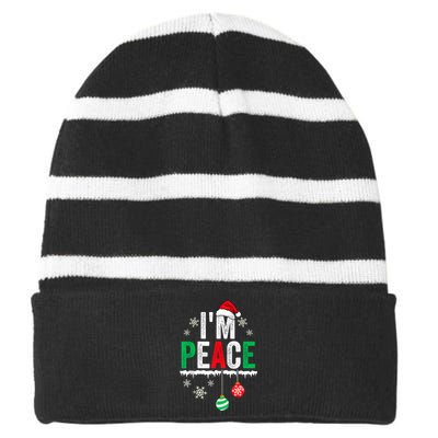 IM Peace I Come In Peace Funny Matching Couple Christmas Striped Beanie with Solid Band