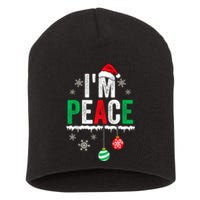 IM Peace I Come In Peace Funny Matching Couple Christmas Short Acrylic Beanie