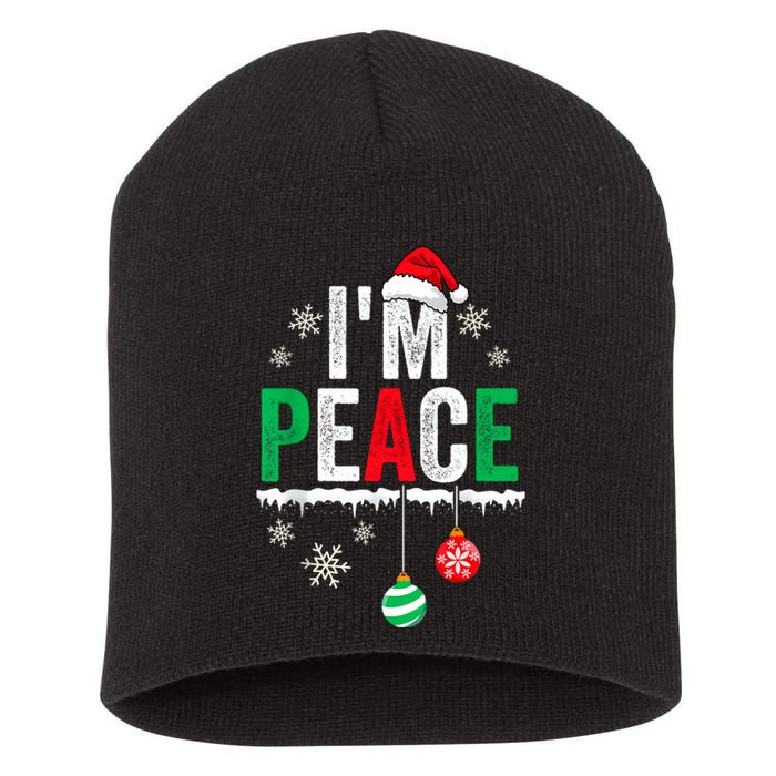 IM Peace I Come In Peace Funny Matching Couple Christmas Short Acrylic Beanie