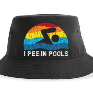 I Pee In Pools Funny Swimmer Swimming Coach Player Graphic Sustainable Bucket Hat