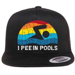 I Pee In Pools Funny Swimmer Swimming Coach Player Graphic Flat Bill Trucker Hat