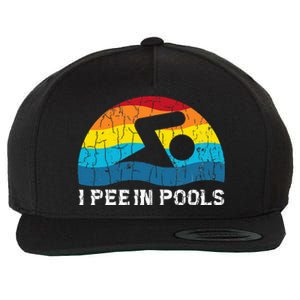 I Pee In Pools Funny Swimmer Swimming Coach Player Graphic Wool Snapback Cap