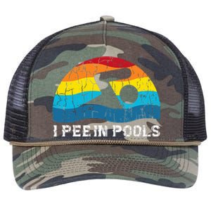 I Pee In Pools Funny Swimmer Swimming Coach Player Graphic Retro Rope Trucker Hat Cap