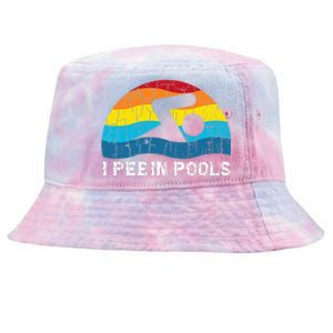 I Pee In Pools Funny Swimmer Swimming Coach Player Graphic Tie-Dyed Bucket Hat