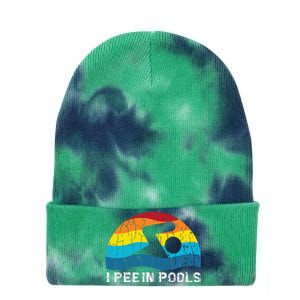 I Pee In Pools Funny Swimmer Swimming Coach Player Graphic Tie Dye 12in Knit Beanie