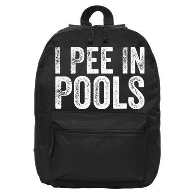 I Pee In Pools Funny 16 in Basic Backpack