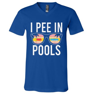 I Pee In Pools Sunglasses Funny Sarcastic Sayings V-Neck T-Shirt