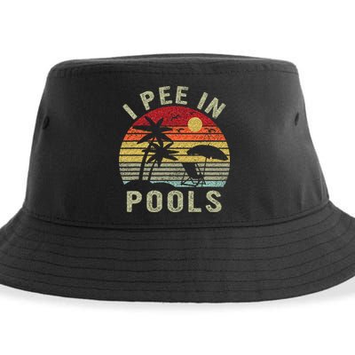 I Pee In Pools Sarcastic Sayings For Pools Lovers Retro Sustainable Bucket Hat