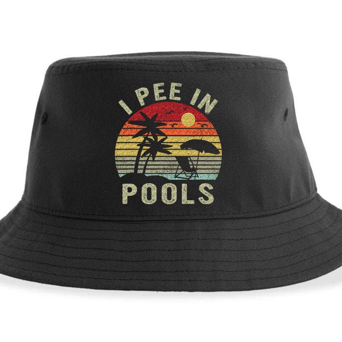 I Pee In Pools Sarcastic Sayings For Pools Lovers Retro Sustainable Bucket Hat
