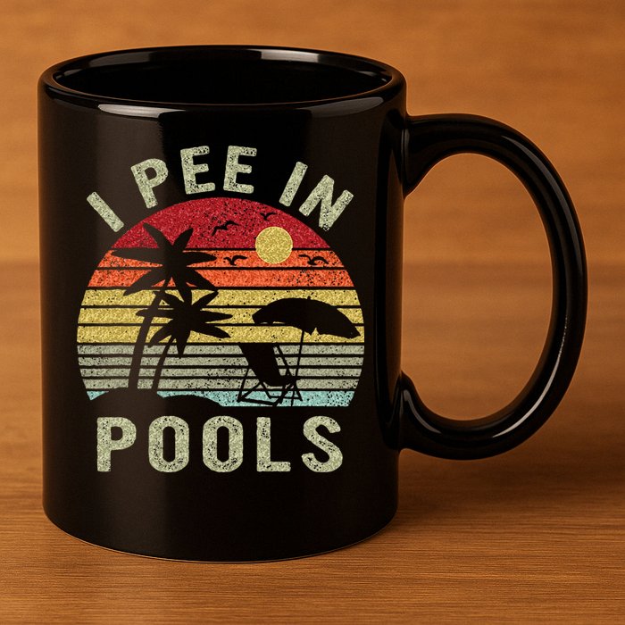 I Pee In Pools Sarcastic Sayings For Pools Lovers Retro 11oz C Handle Ceramic Mug