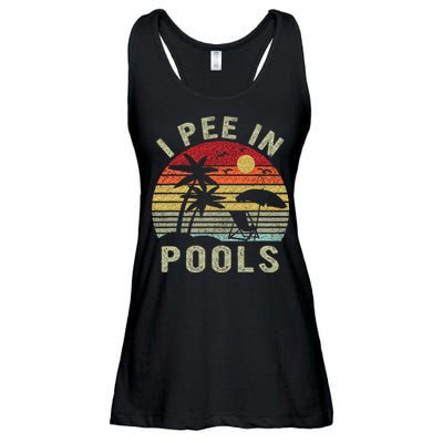 I Pee In Pools Sarcastic Sayings For Pools Lovers Retro Ladies Essential Flowy Tank
