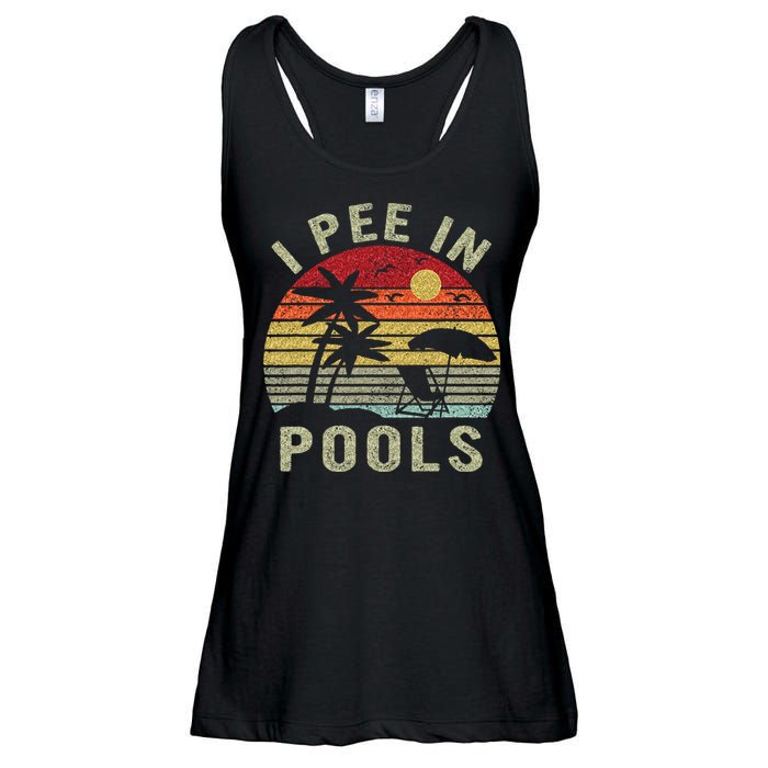 I Pee In Pools Sarcastic Sayings For Pools Lovers Retro Ladies Essential Flowy Tank