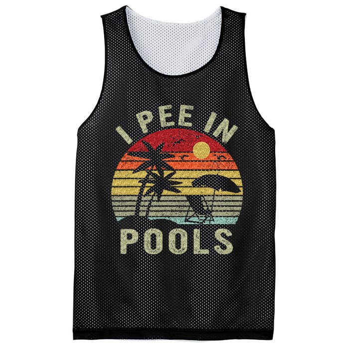 I Pee In Pools Sarcastic Sayings For Pools Lovers Retro Mesh Reversible Basketball Jersey Tank