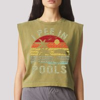 I Pee In Pools Sarcastic Sayings For Pools Lovers Retro Garment-Dyed Women's Muscle Tee