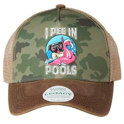 I Pee In Pools Funny Dog Swimming Pool Jokes Legacy Tie Dye Trucker Hat