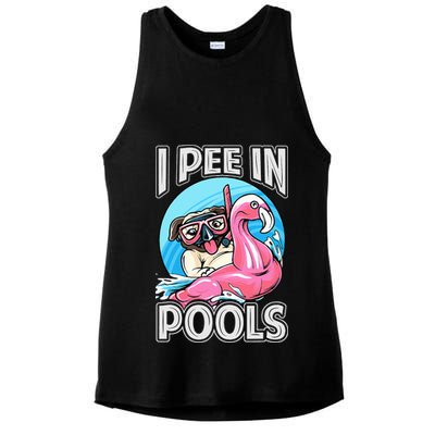 I Pee In Pools Funny Dog Swimming Pool Jokes Ladies PosiCharge Tri-Blend Wicking Tank