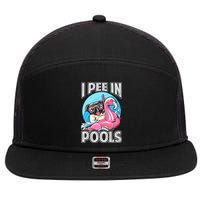 I Pee In Pools Funny Dog Swimming Pool Jokes 7 Panel Mesh Trucker Snapback Hat