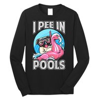 I Pee In Pools Funny Dog Swimming Pool Jokes Long Sleeve Shirt