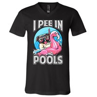 I Pee In Pools Funny Dog Swimming Pool Jokes V-Neck T-Shirt