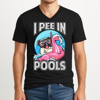 I Pee In Pools Funny Dog Swimming Pool Jokes V-Neck T-Shirt