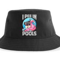 I Pee In Pools Funny Dog Swimming Pool Jokes Sustainable Bucket Hat