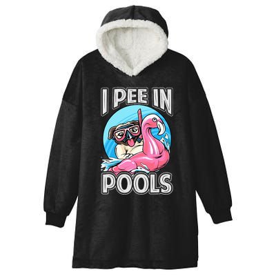 I Pee In Pools Funny Dog Swimming Pool Jokes Hooded Wearable Blanket