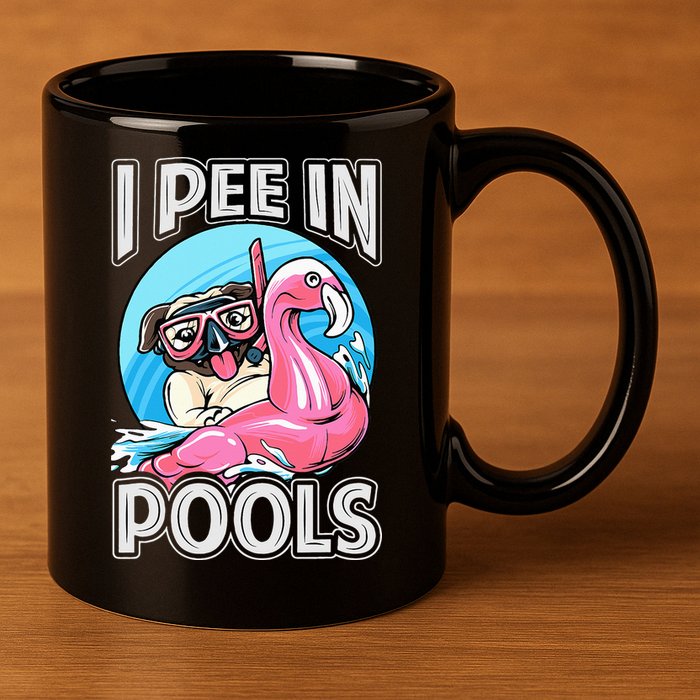 I Pee In Pools Funny Dog Swimming Pool Jokes 11oz C Handle Ceramic Mug