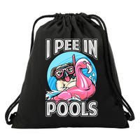 I Pee In Pools Funny Dog Swimming Pool Jokes Drawstring Bag