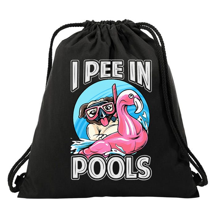 I Pee In Pools Funny Dog Swimming Pool Jokes Drawstring Bag
