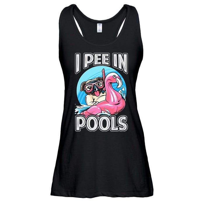 I Pee In Pools Funny Dog Swimming Pool Jokes Ladies Essential Flowy Tank
