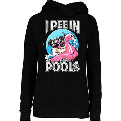 I Pee In Pools Funny Dog Swimming Pool Jokes Womens Funnel Neck Pullover Hood
