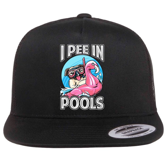 I Pee In Pools Funny Dog Swimming Pool Jokes Flatbill Hat