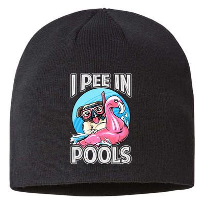I Pee In Pools Funny Dog Swimming Pool Jokes Sustainable Beanie
