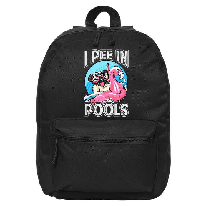 I Pee In Pools Funny Dog Swimming Pool Jokes 16 in Basic Backpack