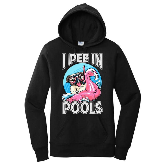 I Pee In Pools Funny Dog Swimming Pool Jokes Women's Pullover Hoodie