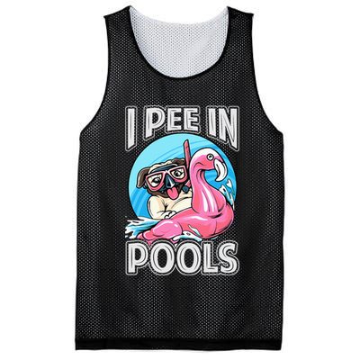 I Pee In Pools Funny Dog Swimming Pool Jokes Mesh Reversible Basketball Jersey Tank