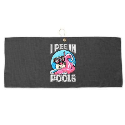 I Pee In Pools Funny Dog Swimming Pool Jokes Large Microfiber Waffle Golf Towel