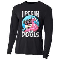 I Pee In Pools Funny Dog Swimming Pool Jokes Cooling Performance Long Sleeve Crew