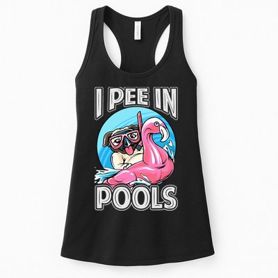 I Pee In Pools Funny Dog Swimming Pool Jokes Womens Tank Top